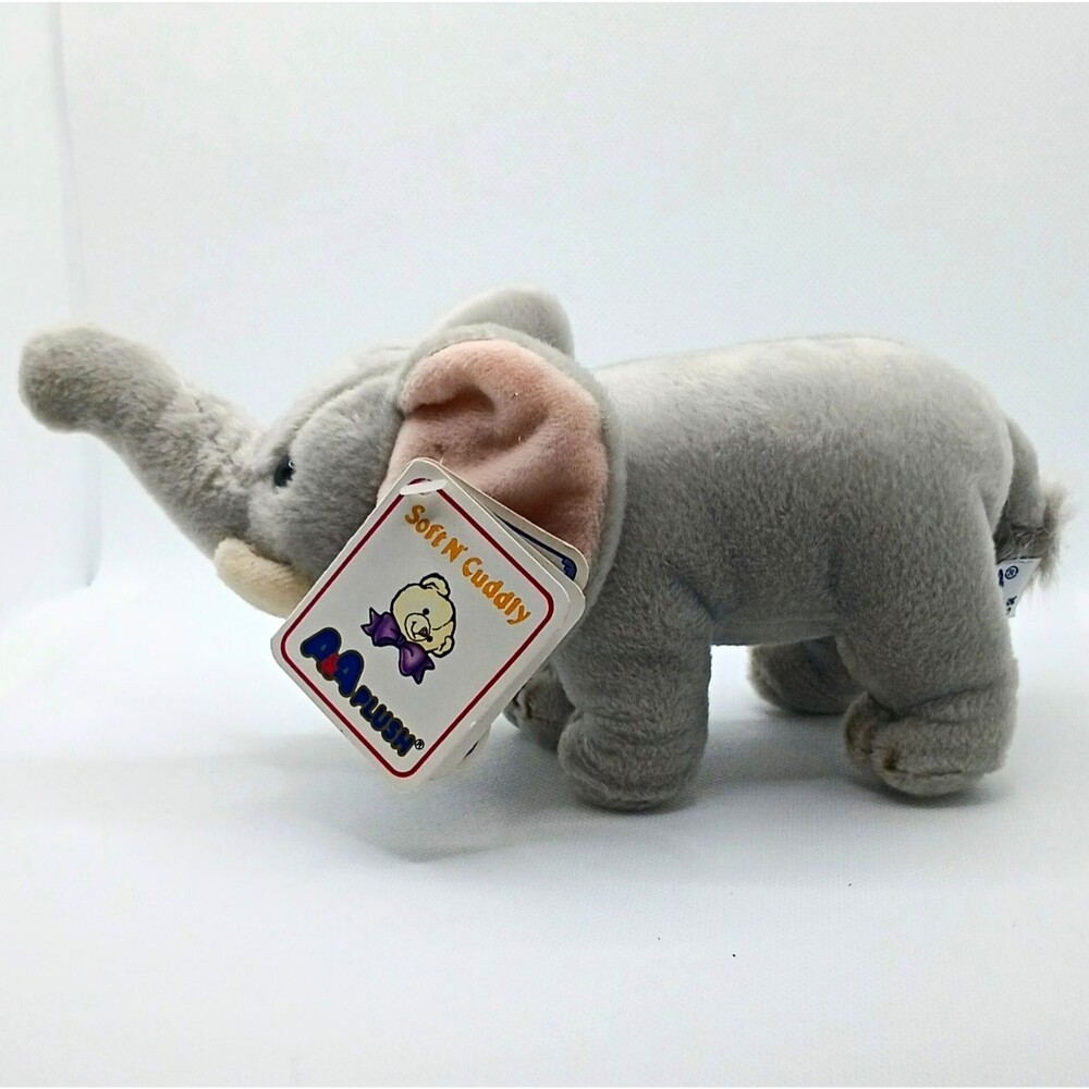 A&A Elephant Plush Adoptables Tusk Gray Vintage Stuffed Animal Tags Vtg 03167